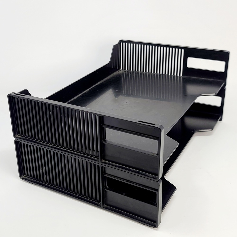 Eldon Office Products Stackable Letter Tray Set of 2 Black Vintage 1969 USA Lot